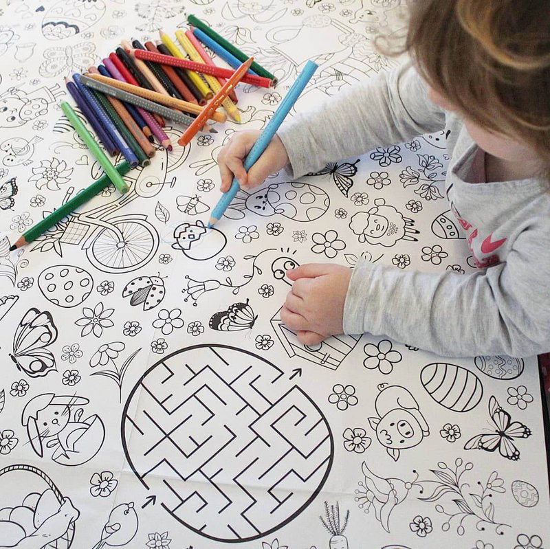 Ausmal-Tischdecke aus Papier - Motiv "Ostern"