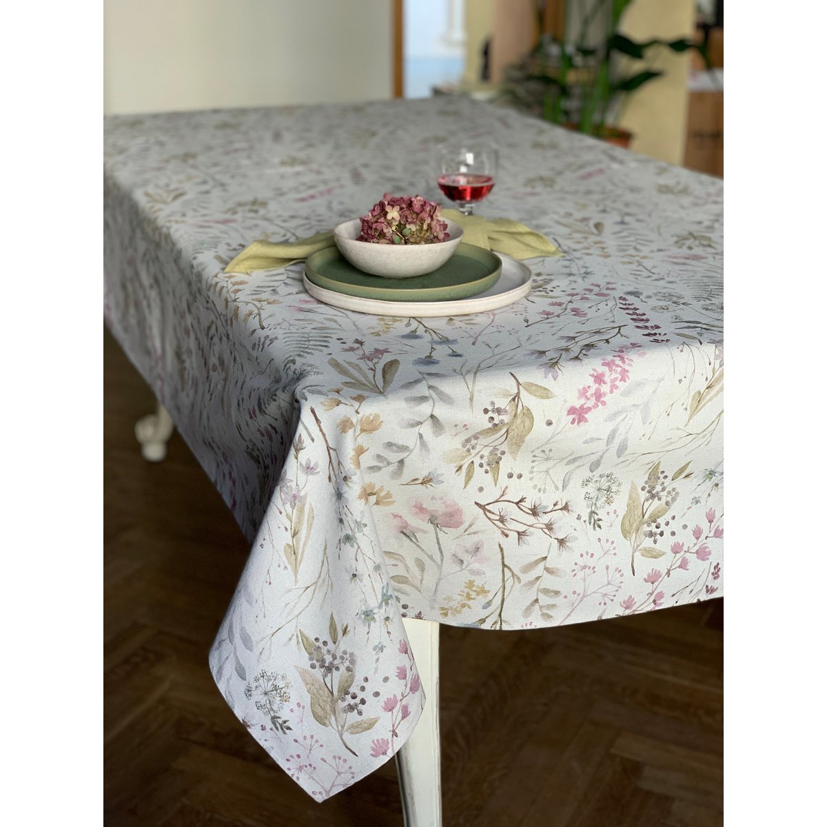 Rectangular Tablecloth, Linen-Cotton Mix, Printed | Aitana
