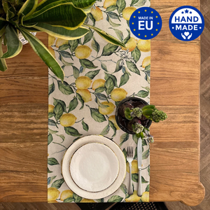 Table Runner Simple, Linen-Cotton Mix, Printed | Lemon Linen