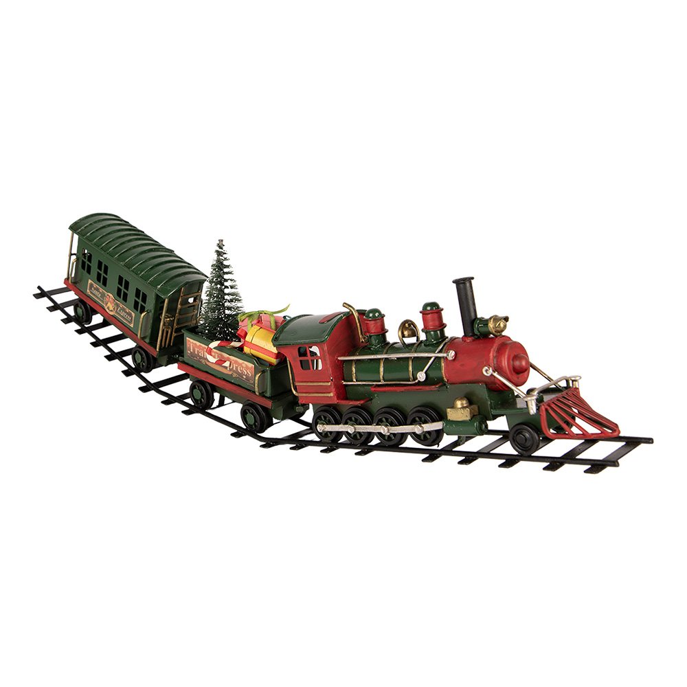 Kerstdecoratie Beeld Trein 42x5x12 cm Groen Metaal