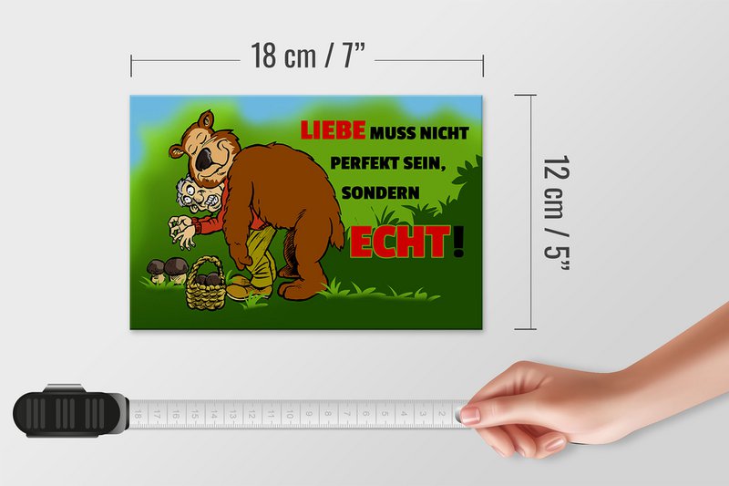 Tin sign saying 18x12cm Love is not perfect but real sign