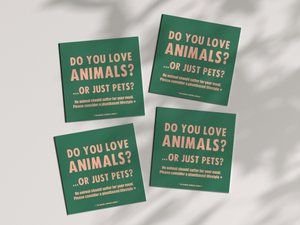 Vegan Indoor/Outdoor Stickers 'Love All Animals, Not Just Pets'