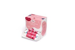 Raspberry-flavored pearly lip balm in a bulk packaging. Moisturizing and nourishing formula with a shimmery finish.