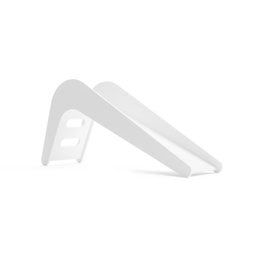 White indoor children's slide in the shape of an elephant. Made of durable plastic for safe play. Encourages sensory development and physical activity.