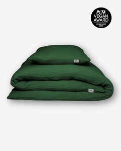 Mousseline beddengoed “Eliane” • Dennengroen