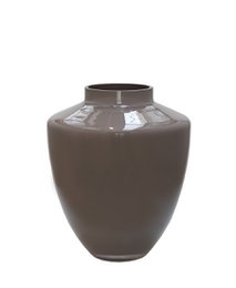  Tall, round, earth-toned ceramic vase with a simple, minimalist design. Available in two sizes: Tugela S (24.5 cm diameter, 29 cm height) and Tugela M (28 cm diameter, 36 cm height).