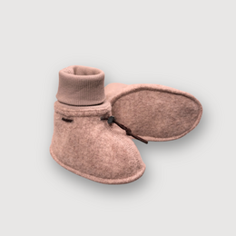  Biscuit wool baby booties, soft warm knit cuff, cozy infant shoes, newborn footwear