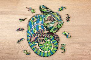 Eco Wood Art (EWA) Wooden jigsaw puzzle Kameleon/ Chameleon Size L, 1805.49x37x0.5cm