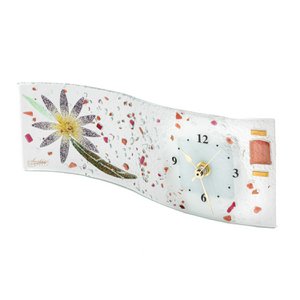 HaVed rechthoekige tafelklok, in murano -glas, cadeau -idee, gunsten, bloemendecoratie cm.30 cm