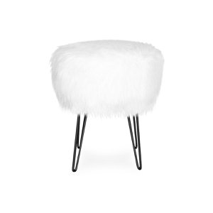 Ida kruk, wit imitatiebont, zwart metalen poten