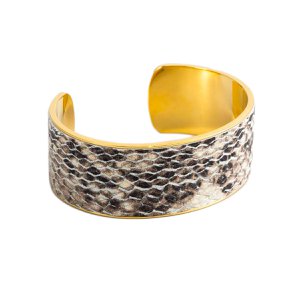 Enamel Bracelet Enamel Snake Pattern Golden Finish