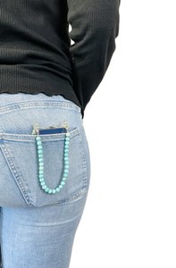 Telephone cord short turquoise