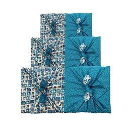 Furoshiki Gift Wrap Art Deco & Ocean Fabric Gift Wrap - Doble cara (Reversible)
