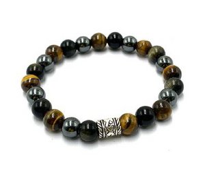 Ladies bracelet Tiger Eye-Hematite-Obsidian