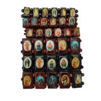 Assorted Wooden Saints Bracelets - set of 10