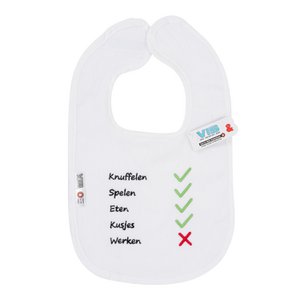 Bib TDH - Knuffel V Spelen V Eten V Kusjes V Werken X White