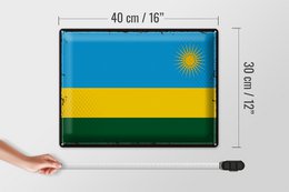 Tin Sign Flag Rwanda 40x30cm Retro Flag of Rwanda