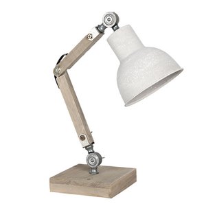 Bureaulamp 15x15x47 cm Beige Hout Tafellamp