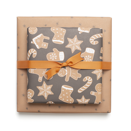 Doppelseitiges Geschenkpapier Weihnachten "Lebkuchen" Weihnachtsplätzchen in Beige und Braun aus 100% Recyclingpapier
