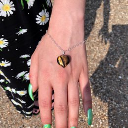 Bracciale in argento sterling con cuore occhio di tigre
