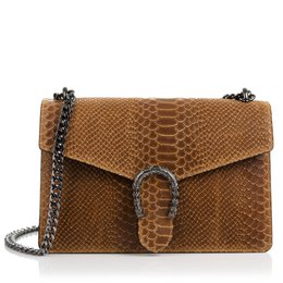 Florence Artegiani. Luce Damenhandtasche. Schlangenleder-Gravur aus echtem Wildleder