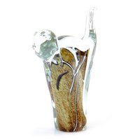 Brown Cat - Glass - height 12 cm - Handmade