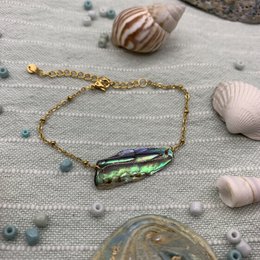 Skal armbånd | paua/abalone gyldent rustfrit stål håndlavet hav