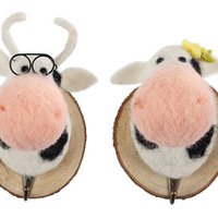 Kleiderhaken Kuh mit Perlenkette 2 sort.16 cm VE 6