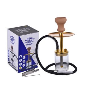 Chicha Complete Shisha Kit met Siliconenslang Keramische Kom, Tang, Mondstuk, Glazen Basis Waterpijp Complete Set Modern Goud