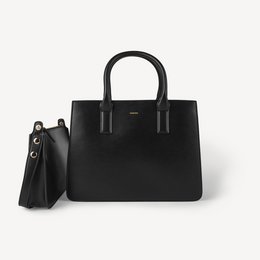 Borsa a mano in pelle di mela vegana - nera