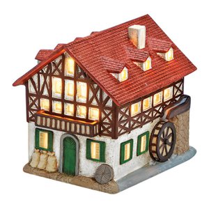 Wurm Lichthaus Mühle aus Porzellan, Bunt (B/H/T) 12x14x16cm