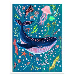 Blue Whale Nursery Print