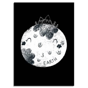 Kinderkamer poster Aarde - Planeten serie - Zwart wit