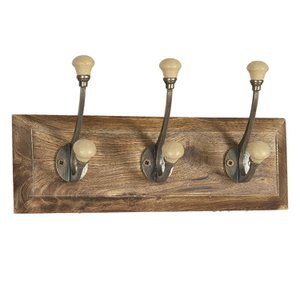 Wall coat rack 30x7x10 cm brown wood