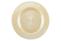 Cream-colored dessert plate with a subtle textured pattern. Suitable for serving desserts or other small dishes.