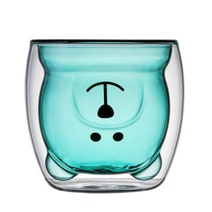 Schattige berenbeker in petroleum - dubbelwandig isolatieglas voor koude en warme dranken 230ml
