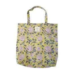 "Floral printed cotton tote bag N°121 - A stylish and versatile shopping bag featuring a vibrant floral print in shades of blue, green, and pink. The cotton material is durable and easy to clean."
The image shows a floral printed cotton tote bag. The bag has a vibrant floral pattern in shades of blue, green, and pink. The pattern features various flowers and leaves, creating a visually appealing and stylish design. The bag appears to be made of a durable cotton material, making it suitable for everyday use as a shopping bag.