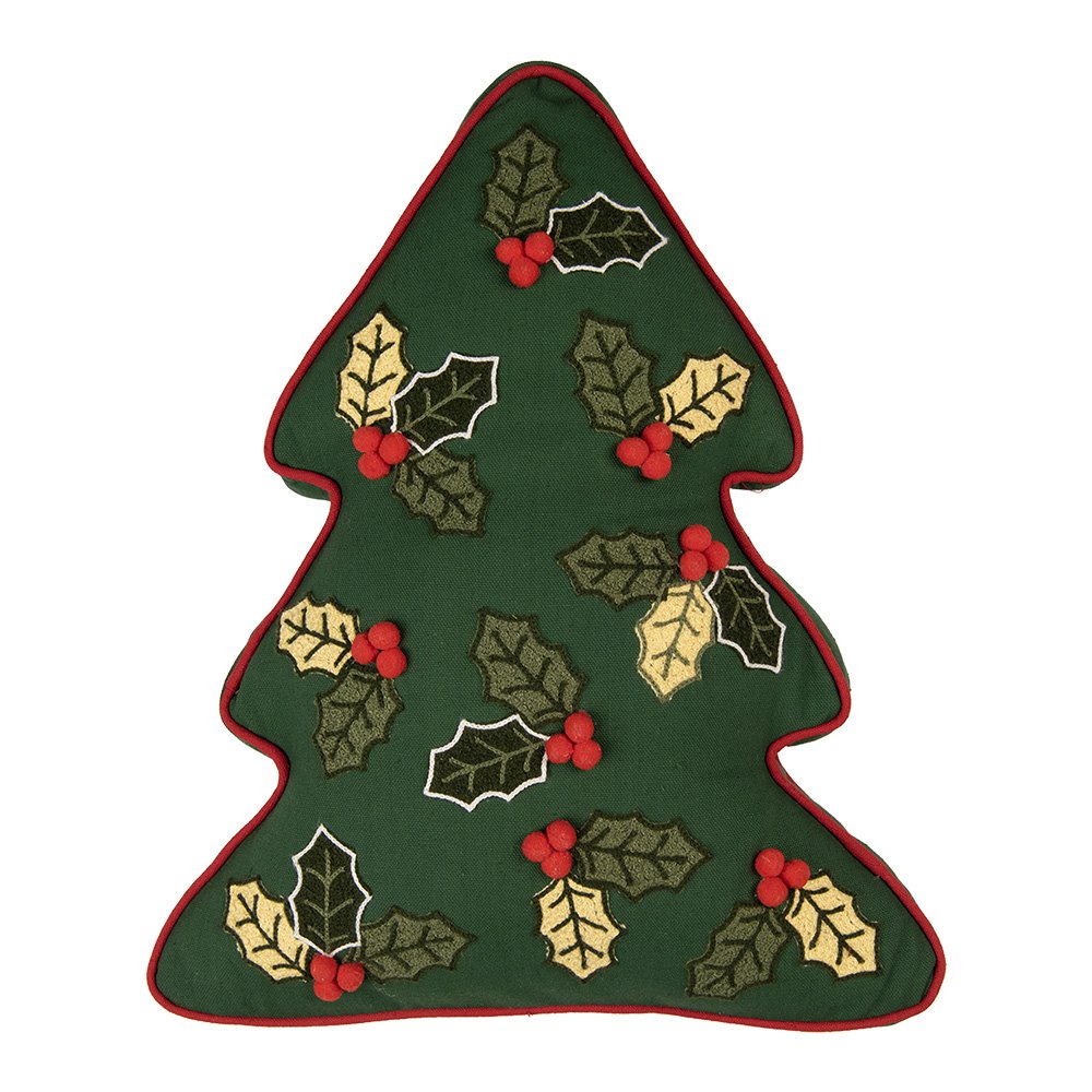 Sierkussen Kerstboom 38x40x4 cm Groen Polyester
