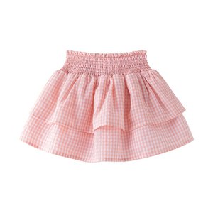 Mädchenrock 3-9A korallenrosa Gingham mit Rüschen JGV96728