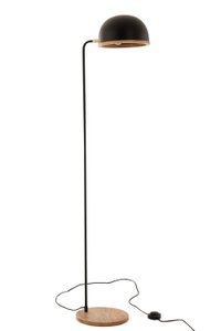 J-Line vloerlamp Evy - ijzer/hout - zwart/naturel