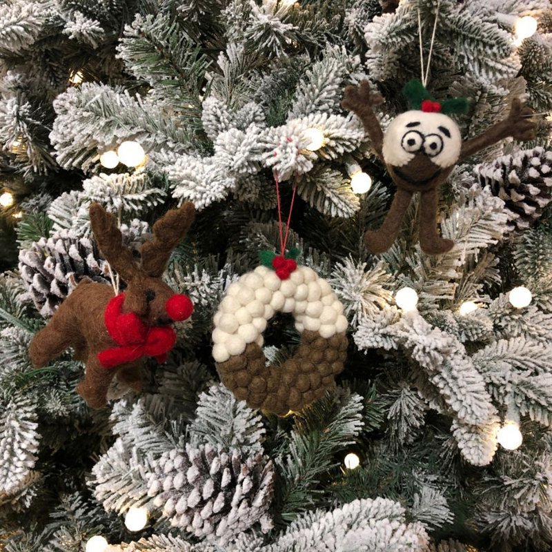 Håndlavet filt biologisk nedbrydelig julebrun Rudolph hængende dekoration