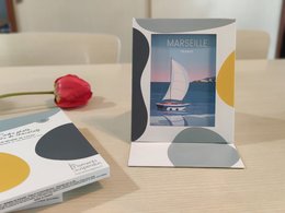 Customizable illustration and photo frame cover depicting the iconic Big Ben landmark in London. Features a minimalist, modern design with geometric shapes and a vibrant color palette.