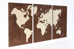 Mapamundi de madera, Mapa mural de madera, Mapamundi