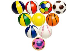  "Colorful PU stress ball, round sphere shape, sports design, 100mm, multi-colored panels, tactile toy"