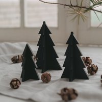 Set of 3 Christmas trees small black (pack of 6)