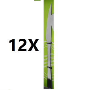 Set van 12 x 3 mm steakmes, barbecue, gekarteld, trilt roestvrijstalen hotel