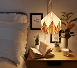 Origami Anhänger in Ecowood und White Paper - Größe S.