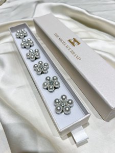 Rosi - Pearl Flower Button Charm Silver