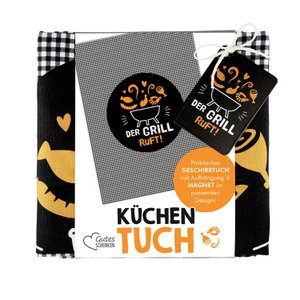 Geschirrtuch; Magnet Küchen Freude schwarz; weiß H. 65 cm, VE 4