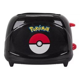 A black toaster with the Pokémon logo and Pokéball design. The toaster appears to be a food processor or small kitchen appliance.